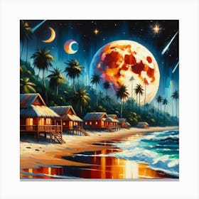 Moonlight At The Beach Canvas Print