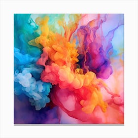 Abstract Colorful Ink Smoke Background Canvas Print