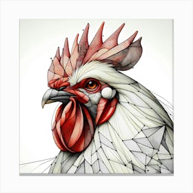 Rooster Head Line Color - Wild Bird Artwork 133 Canvas Print