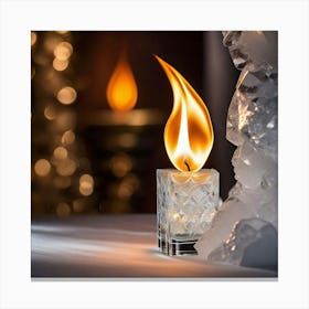 Candle On Ice Canvas Print