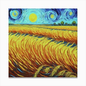 Starry Night Over Wheat Field 1 Canvas Print