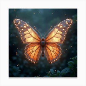 A Surreal Butterfly With Wings Of Shimmering, Fractal Light Fluttering In A Cosmic Garden Canvas Print