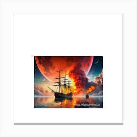 Ship In Flames AI generated Canvas Print