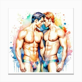 Gay Lovers In Underwear Canvas Print