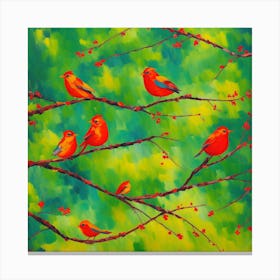 Birds On A Branch Canvas Print