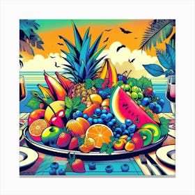 A colourful fruits, Pop Art 3 Canvas Print