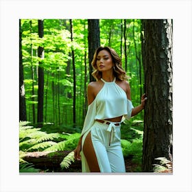 Beautiful Woman In The Forest 12 Canvas Print