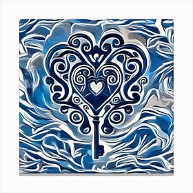 Heart Key wallart colorful print abstract poster art illustration design texture for canvas Canvas Print