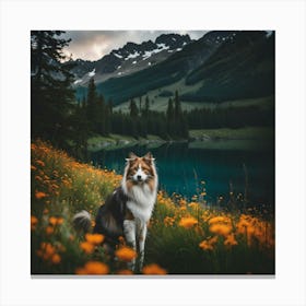 Dog In The Mountains Canvas Print