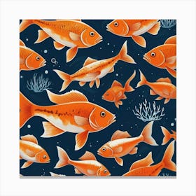 Default Fish Shaul Nautical Orange Art 3 Canvas Print