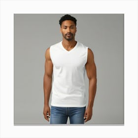 Man Wearing A White T - Shirt Canvas Print