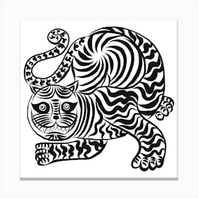 Tiger Black And White Square Canvas Print