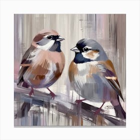 Firefly A Modern Illustration Of 2 Beautiful Sparrows Together In Neutral Colors Of Taupe, Gray, Tan (44) Canvas Print