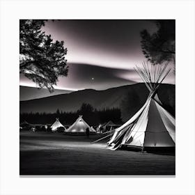 Teepees At Night 25 Canvas Print