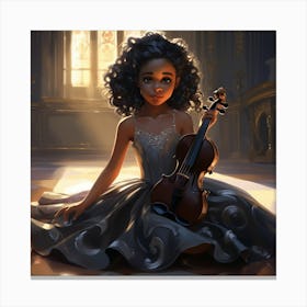Black Girl With A Violin Canvas Print