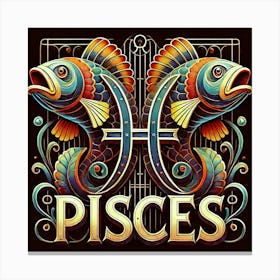 Pisces Zodiac Sign, Water Element, Two Fishes Canvas Print