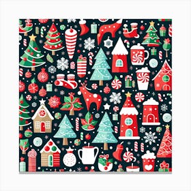 Christmas Seamless Pattern, Christmas Tree art, Christmas Tree, Christmas vector art, Vector Art, Christmas art, Christmas Canvas Print