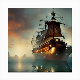 Pirate Ship In The Sea Canvas Print