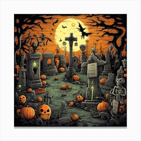 Halloween Graveyard Canvas Print