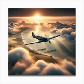 Reach for The Sky - 2/4 (Supermarine Spitfire fighter WW2 sky battle Dunkirk Ace pilot world war 2 clouds combat Airforce Battle of Britain RAF) Canvas Print