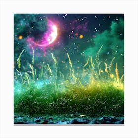 Moon And Grass Canvas Print