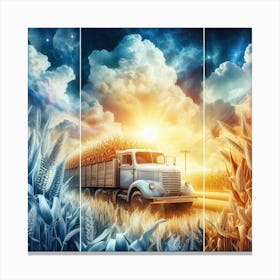 Sunset In The Wheat Field Canvas Print