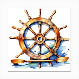 Ship wheel, watercolor painting 1 Canvas Print