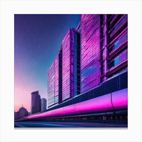 Purple Cityscape At Dusk Canvas Print