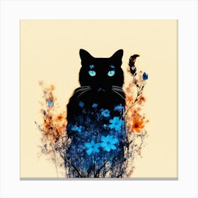 Black Cat With Blue Eyes Canvas Print