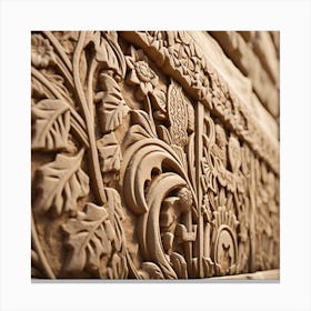 Carvings On A Stone Wall Canvas Print