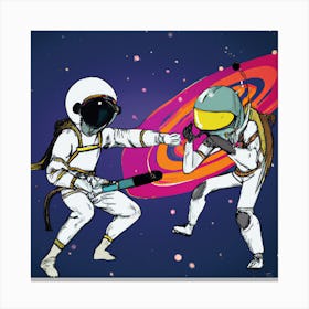 Two Astronauts Fighting In Space Canvas Print