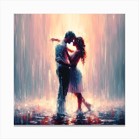 Couple In The Rain Canvas Print