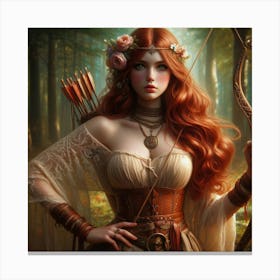Red Haired Girl With A Bow Canvas Print