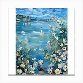 Lighthouse By The Lake Canvas Print