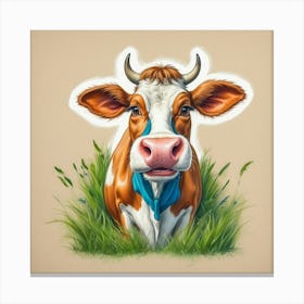 Cow In The Grass 5 Canvas Print