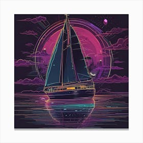 Sailboat At Night Canvas Print