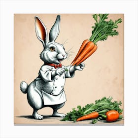 Rabbit Holding Carrots 4 Canvas Print