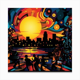 Jazz Band At Sunset Canvas Print