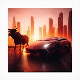 Murcielago sv And A Bull Canvas Print