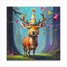 Birthday Deer Canvas Print