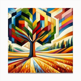 Abstract modernist Oak tree 2 Canvas Print