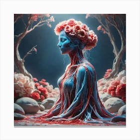 Woman With Flowers On Her Head Canvas Print