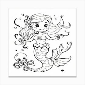 Mermaid Coloring Page Canvas Print
