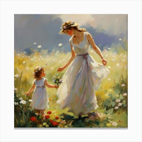 Loving Mother And Young Daughter Canvas Print