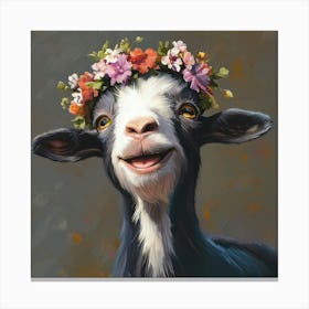 Goat With Flower Crown Leinwandbilder