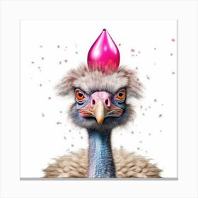 Ostrich With Pink Hat Canvas Print