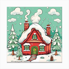 Christmas House Vector Illustration Canvas Print
