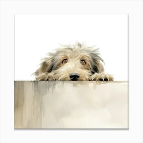 Dog Peeking Over The Wall 5 Canvas Print