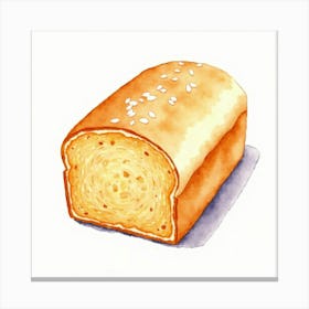 A Watercolor Painting Of A Freshly Baked Loaf Of Sourdough Bread With A Crispy Crust Canvas Print