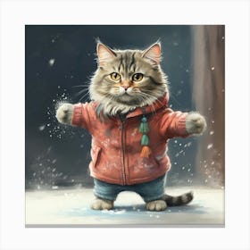 Cat In The Snow Canvas Print